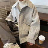 Riolio  Men's Multi-Color Tweed Texture Coats Loose Fit Collar Jacket Casual Fashion Outerwear for Spring Autumn