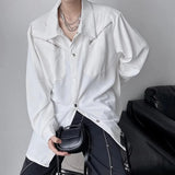 Riolio  Mens Shirt Zipper Design Dark Casual Shirt Summer Streetwear Fashion Trend Daily Versatile Long Sleeve Top Men'S Wear New