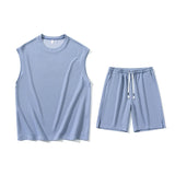 Riolio  Men's Outdoor Basketball Casual Loose Sleeveless Vest Five Quarter Shorts Set Lightweight and Breathable Quick Drying Sportswear