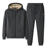 Riolio Winter Soild Color Men's Sets Thick Fleece Two Pieces Set Mens Set Warm Cashmere Tracksuit Outerwear Casual Brand Clothing