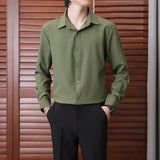 Riolio  Capable Temperament Handsome Turn-down Collar Men's Clothing Button Man Shirts Loose Office Lady Fashion Casual Spring Summer