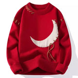 Riolio Trendy Men's Loose-Fit Knitted Sweater Casual Thickened Warm Round Neck Autumn/Winter Perfect For High School Students