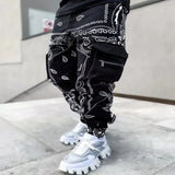Riolio  Independent Station New Cashew Flower Casual Sports Harem Pants Men's Loose High Street Multi-Pocket Cargo Pants
