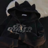 Riolio Demon Hoodies Women Sweater Cat Ear Fashion Design Plush Korean Loose Sweatshirt y2k Gothic Kawaii Zip Up Hoodie