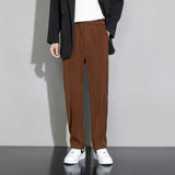 Riolio  Men's Hong Kong Style Straight Pants Loose Casual Pants Suit Pants