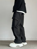 Riolio 100％ Cotton Men's Cargo Casual Pants Baggy Straight Elastic Waist Comfortable Trousers Fashion Streetwear Hip Hop Male Trousers