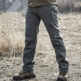 Riolio  Khaki Tactical Cargo Pants Men Wear Resistant Fabric Multi Zipper Storage Pockets Outdoor Mountain Walking Straight Trousers