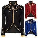Riolio Medieval Men's Jacket Embroidery Coat Victorian Jackets For Men Vintage Clothing Prince King Halloween Cosplay Costume