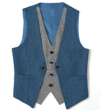 Riolio  Men's Suits Vest V Neck Fake Two Pieces Herringbone Wool Business Fashion Style Formal Men's Waiscoat For Wedding