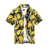 Riolio Summer Mens Hawaiian Casual Collar Shirts Short Sleeve Button Coconut Tree Print Beach Floral Fashion Vintage Clothing XS-5XL