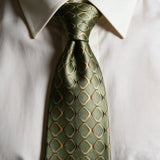 Riolio  New Luxury Silk Neckties Plaid Diamond Pattern Neck Ties For Men 10CM Casual Gray Green Soft Tie Groom Wedding Accessories