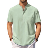 Riolio Summer Men's Cotton Linen T-Shirt Lightweight Breathable Beach Style Tees Short Sleeve Casual Hawaii Vacation Tops