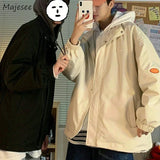 Riolio Hooded Cargo Jackets Men Autumn Fake Two Pieces Zipper Coats College Oversize Baggy Streetwear Ins Baseball Windbreaker Classic