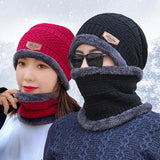 Riolio Winter Beanie Hat For Men Fleece Scarf Women Knitted Hat Warm Cap Thick Wool Neck Warmer Scarf Balaclava Mask Skullies Beanies