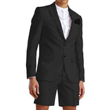 Riolio  Men's Slim Fit 2-Piece Suit Set with Notched Lapel Blazer And Shorts Tuxedo Fashion Summer Wedding Sports