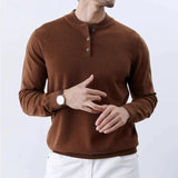 Riolio  New Fashion Men Henry Sweater Light Luxury Knitted Solid Color Long Sleeve Pullover Premium Quality Skin-friendly Knitwear M-3XL