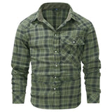 Riolio  Spring Autumn Men's Plaid Shirts Men Retro Pearl button Long Sleeve Cotton Shirt Mens Windbreaker Flannel Shirt Clothing