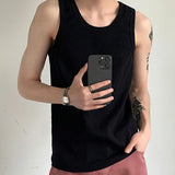 Riolio  Summer New Men's Ribbed Vest Loose Sleeveless Sports Base Layer