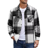 Riolio winter fits men Men Vintage Shirt Jacket Men's Plaid Print Shirt Coat Casual Button Down Jacket with Long Sleeve Fleece Shacket for Autumn