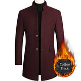 New Autumn Winter Woolen Coat Men Casual Slim Fit Windbreaker Mid Length Men's Cardigans Blends Jacket Coats 4XL-M