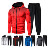 Riolio  Autumn and Winter New European and American Solid Color Fleece Sweater Pants Men's Casual Zipper Sports Hat Set