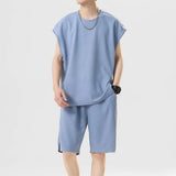 Riolio  Men's Outdoor Basketball Casual Loose Sleeveless Vest Five Quarter Shorts Set Lightweight and Breathable Quick Drying Sportswear