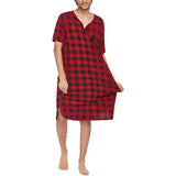 Riolio Cotton Plaid Sleep Robe Men Pajamas Short Sleeve V-neck Casual Homewear One-piece Comfortable Home Loose Bathrobe