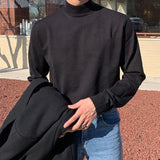 Riolio  Half-turtleneck Sweater for Men, Long-sleeved Korean Style Trendy Knitted Sweater with Bottoming Shirt, Hong Kong Style Casual