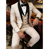 Riolio  Elegant Men's Gray Three-Piece Formal Suit Set Shoulder-attached Collar Formal Wedding And Ball Suit Set