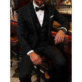 Riolio  Elegant Men's Gray Three-Piece Formal Suit Set Shoulder-attached Collar Formal Wedding And Ball Suit Set