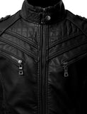 Riolio MEN Slim Fit Faux Leather Outwear Coats Man Men's Black PU Leather Biker Classics Jacket VINTAGE MOTORCYCLE JACKETS FOR men