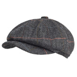 Riolio Autumn Winter Thick Warm Wool Herringbone Newsboy Cap Men Cabbie Beret Hats Octagonal Hat Detective Hats Retro Driver Flat Caps