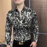 Riolio  Trendy Casual Print Long Sleeve Shirt Stylish MenS Shirt