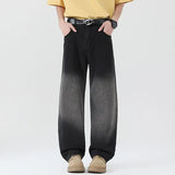 Riolio  Men's Korean Style Denim Pants Old Washed Male Jeans Straight Casual Menwear Vintage Loose Wide Leg Trousers New Fashion