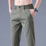 Riolio  Summer New Thin Breathable Versatile Casual Pants Men's Solid Button Zipper Pockets Patchwork Fashion Korean Straight Trousers