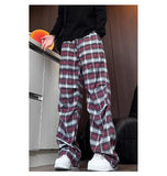 Riolio  casual pants  men 2025 New Autumn Men Plaid Pants Loose Straight Leg Casual Trousers Trendy Youth Fashion Comfortable