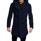 Riolio New Men's Coat Spring Autumn British Men Hooded Silk Floss Woolen Coat Fashion Casual Woolen Coat