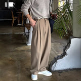 Riolio  Men's Old Money High Waist Pleated Wide Leg Dress Pants Casual Loose Suit Trousers