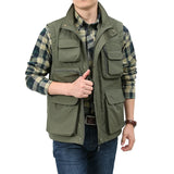 Riolio  Summer Men Tactical Hiking Fishing Vest Multi-pocket Photographer Waistcoat Outdoor Leisure Male Thin Cargo Jacket Vests M-6XL