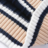 Riolio Sweater Vest Men Thicken V-neck Sleeveless Knitted Sweaters Vests Striped Retro Preppy-style Simple Chic Loose Casual All-match