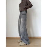 Riolio New Men's Patchwork style cargo Denim Pants Washed Male Jeans Straight Casual Men wear Loose Wide Leg Trousers Pocket design