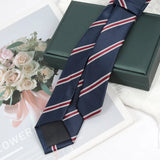 Riolio  Ties for Men Women JK Fashion Wholesale Navy Blue Striped Necktie Male Polyester Party Wedding Clothes Shirts Accessories