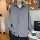 Riolio  Young Style Korean Street Casual Shirts Fashion Office Lady Loose Solid Spring Summer Thin Simplicity Men's Clothing Handsome