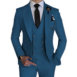 Riolio Fashion New Men Leisure Boutique Business Solid Color Wedding Suit Coat Pants Vest 3 Pcs Set Dress Blazers Jacket Trousers