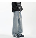 Riolio New Men's Jeans Washed Jeans Pants Unisex Drawstring Denim Pants Male Streetwear Korean Straight cylinder loose Cowboy Trousers