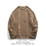 Riolio Korean Style Round Neck Couple Sweater Autumn Winter New Men's Knitted Pullovers Embroidery Patterns Male Knitwear Clothing