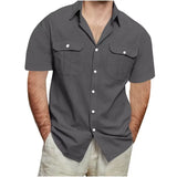 Riolio  Men's Short Sleeve Button-Down Shirt with Dual Pockets