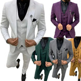 Riolio  Slim Fit Men's 3-Piece Suit Elegant Peak Lapel Blazer Vest And Pants Set for Wedding Banquet Business Evening Party