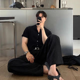 Riolio New Japanese Retro Men Casual Pants Luxury Draped Wide Leg Leisure Solid Color Straight Trousers High Quality Elegant Sweatpants