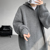 Riolio Plus Size 8XL-M Men's Hooded Pullover Zipper Knit Sweater Men's Lazy Loose Sweatshirts Autumn Winter Solid Thick Sweaters